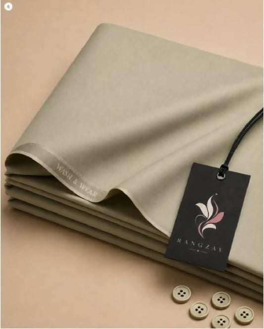 Olive Wash n Wear unstitched four meter fabric