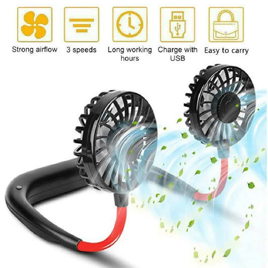 Neck Fan Adjustment Fan Hands-Free Hanging Rechargeable Mini Sports Fans 3 Gears Wearable Sport Fan Random Color