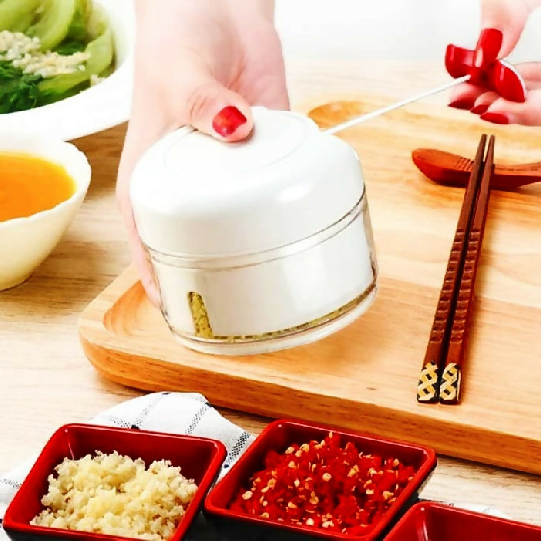 Mini Food Chopper - Hand-Powered Meat Grinder Mincer Mixer and Blender for Fruits Vegetables Nuts and Meat - Powerful and Portable Kitchen Tool