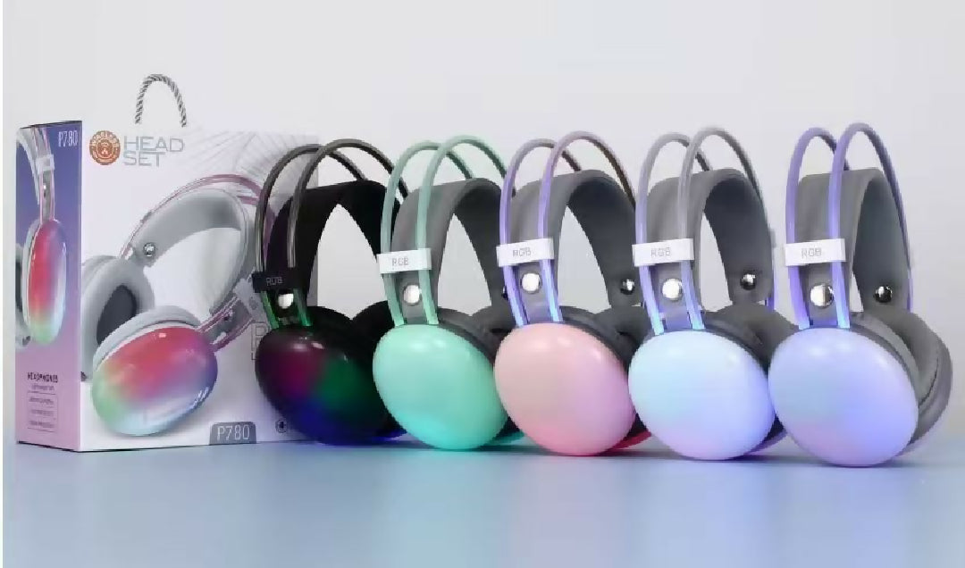 RGB Wireless Headphone With Mic Bluetooth High Quality Sound Rechargeable Battery