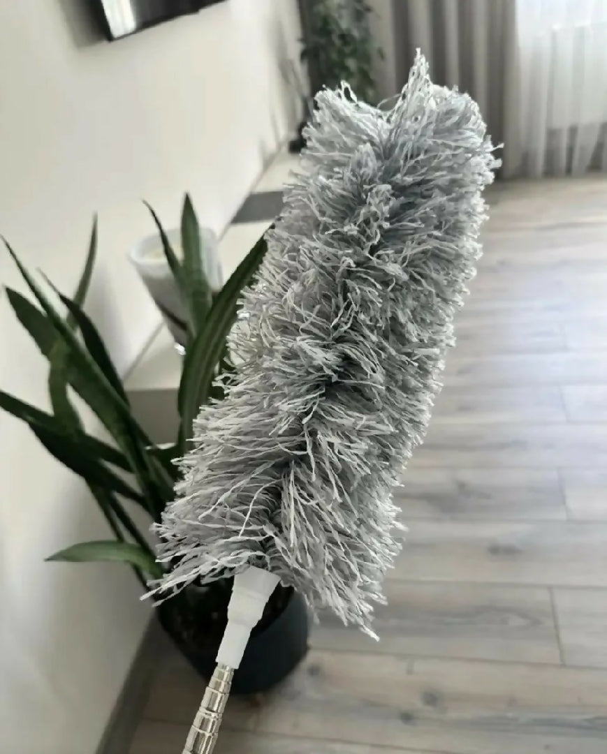 Grey Microfiber Flexible Duster Extendable Bendable Cleaning Tool with Telescopic Pole for High Ceilings Fans and Tight Corners