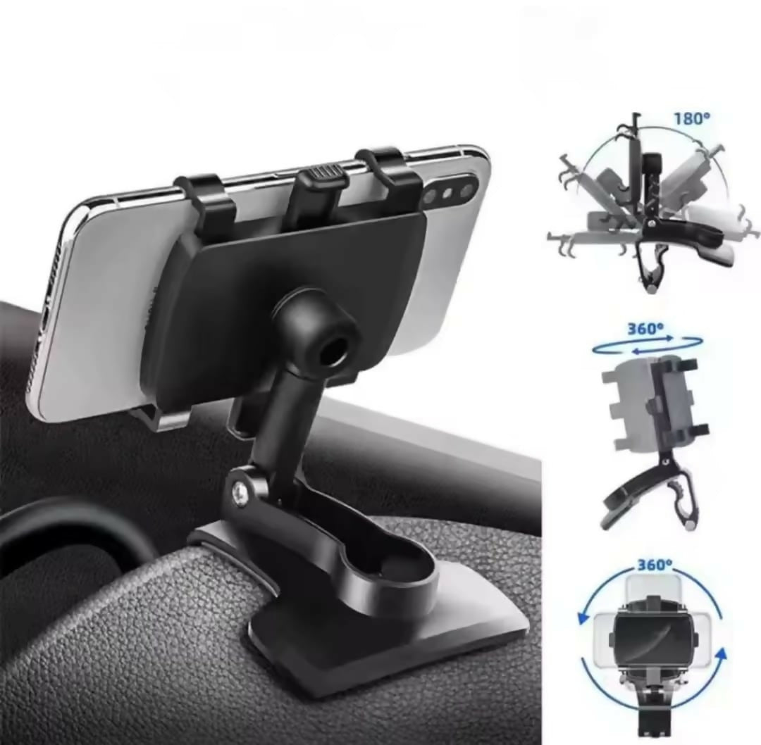 Dashboard Car Phone Holder ABS 360 Rotatable Mobile Phone Sun Visor Rear View Mirror Mount Support for Smartphones