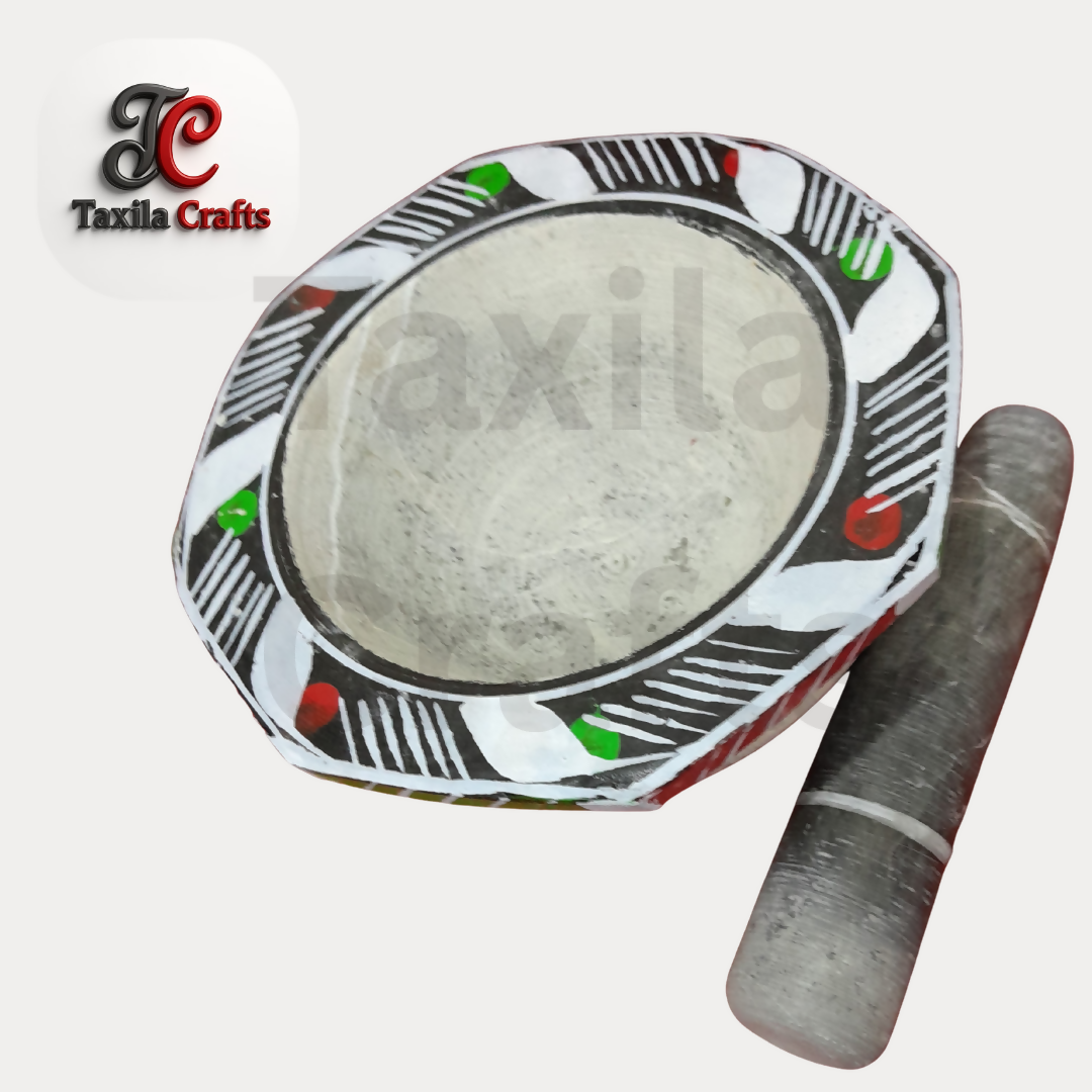 Taxila Crafts 9 Inch Taxila Hills Black Stone Mortar and Pestle Set with 8 Inch Stone Pestle