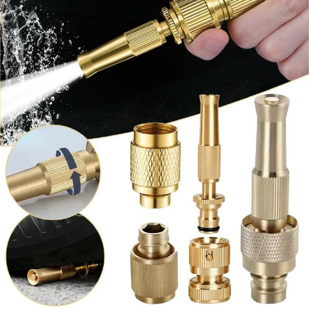Brass Nozzle Water Spray Gun Jet Hose Nozzles Pipe High Pressure For Car Bike Window Cleaning Sprayer And Plants Gardening Washing (Without Pipe) Golden
