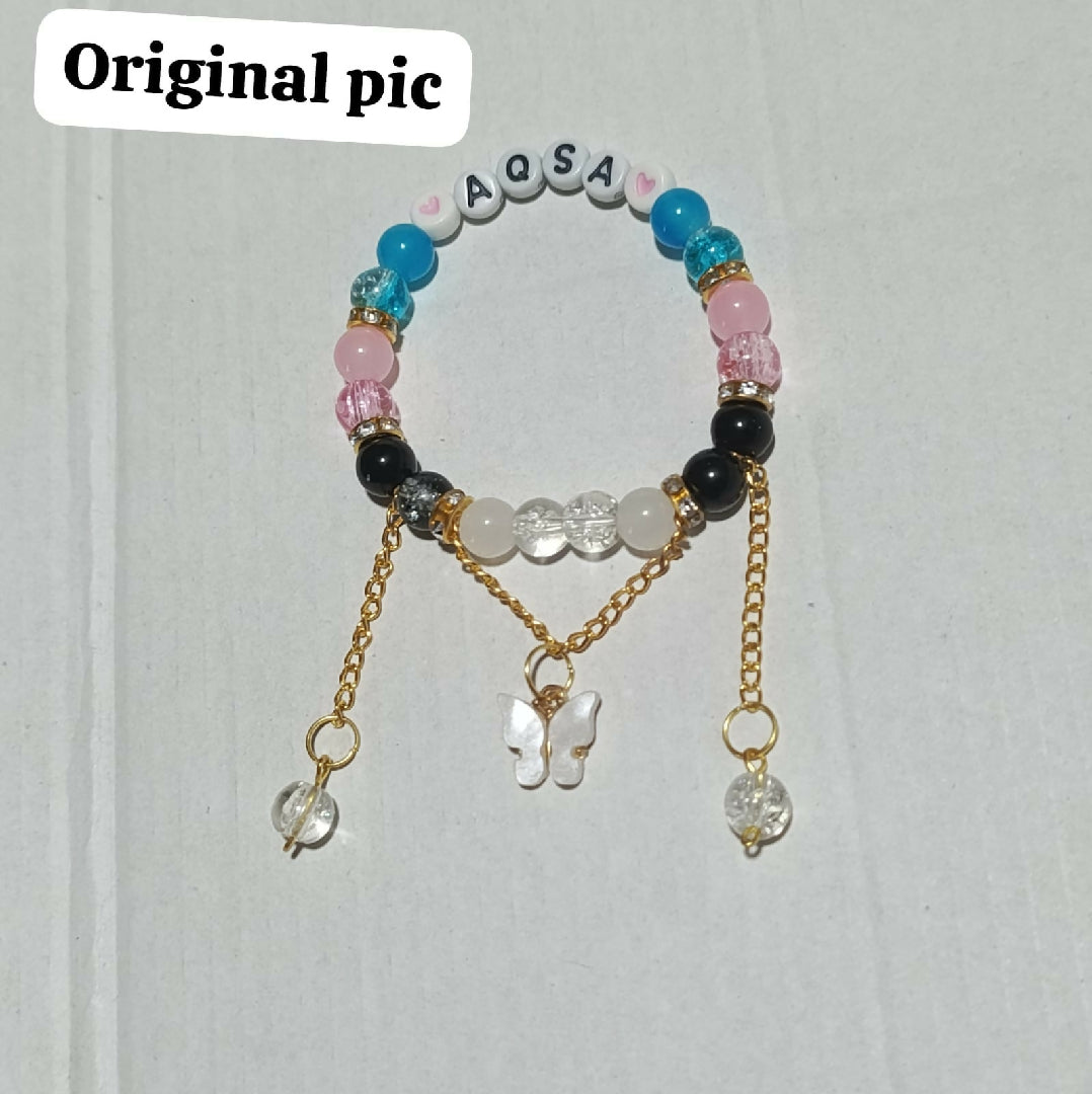 Personalized Custom Name Beaded Bracelet for Women Handmade Letter Bead Bracelet Unique Gift for Mom Sister Wife Best Friend