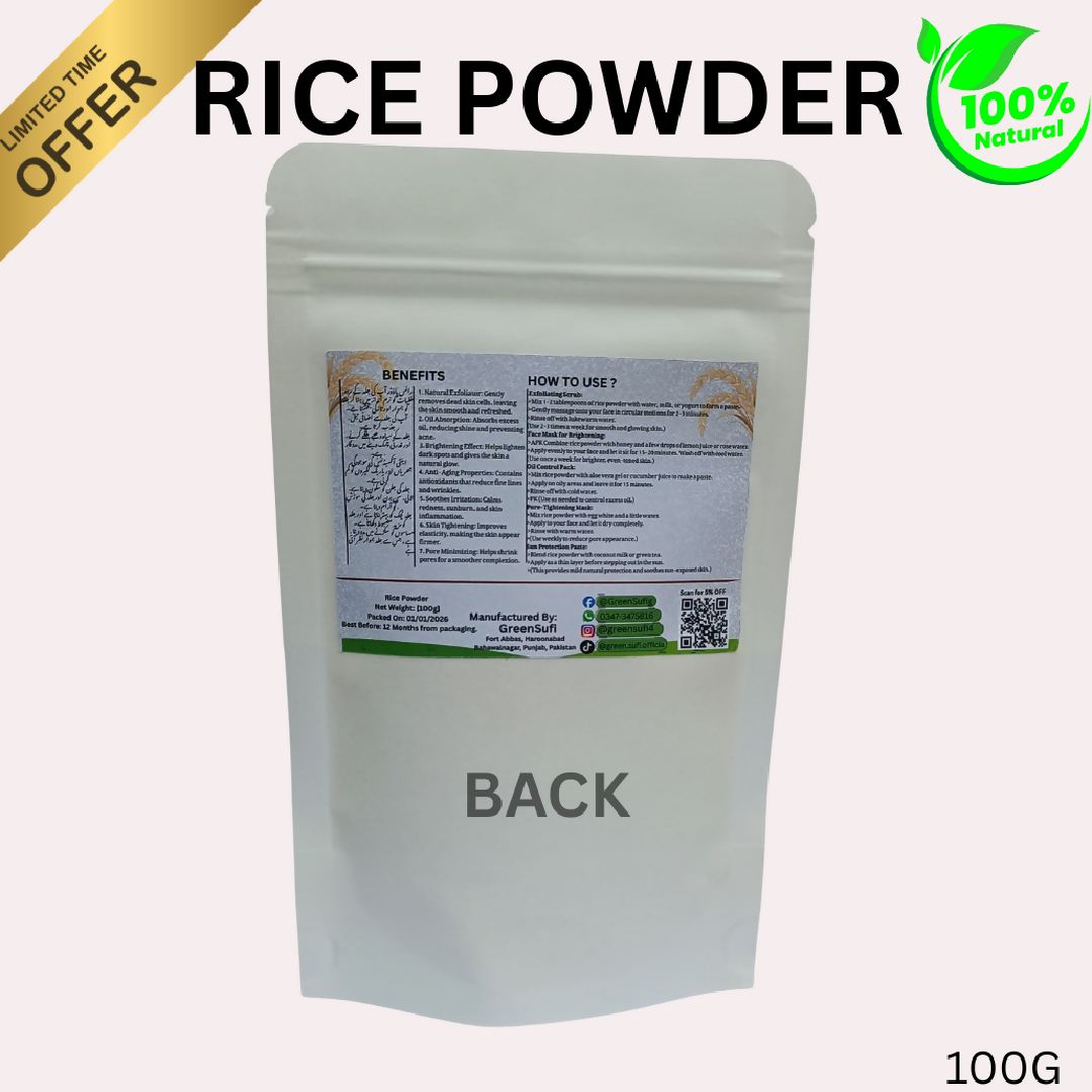 Organic Rice Powder 100g Natural Face Mask and Skin Exfoliator