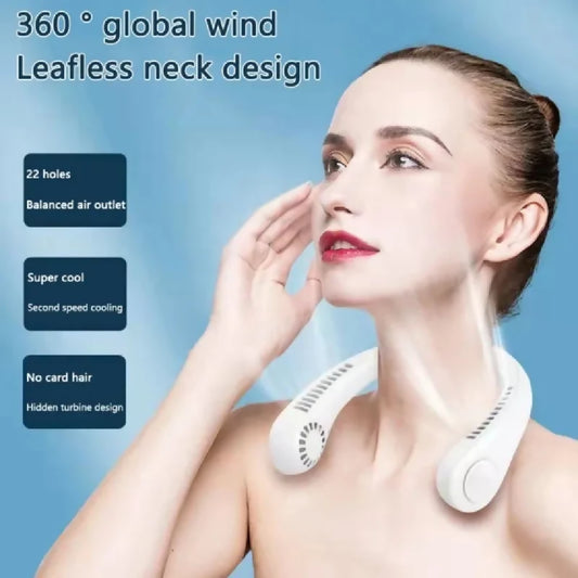 Mini Neck Portable No Bladeless Hanging Neck Rechargeable Air Cooler Mini Summer Sport Fan Random Colors