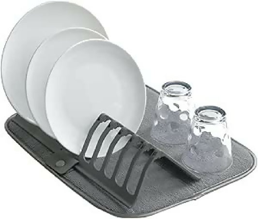 New Dish Drying Rack With Absorbent Microfiber Mat