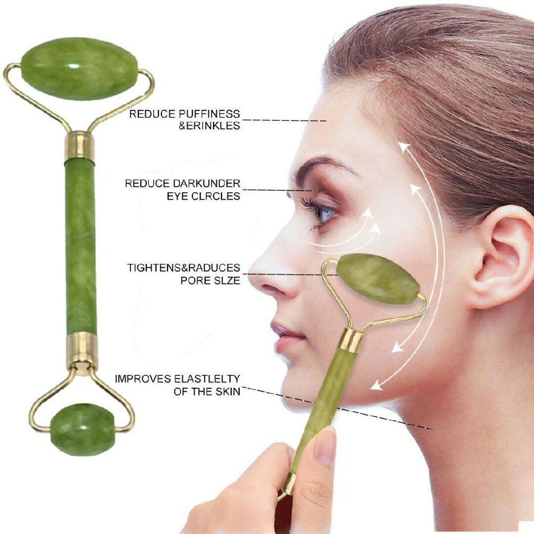 Combo Deal Of - Derma Roller 540 Titanium Needle 0-5 - Flawless Jade Roller With Guasha Stimulates Healthier Skin