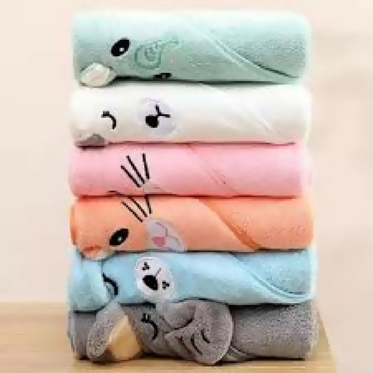 Baby Bath Towel Cloak Cartoon Soft Hooded Spa Robe Baby Bathrobe Flannel