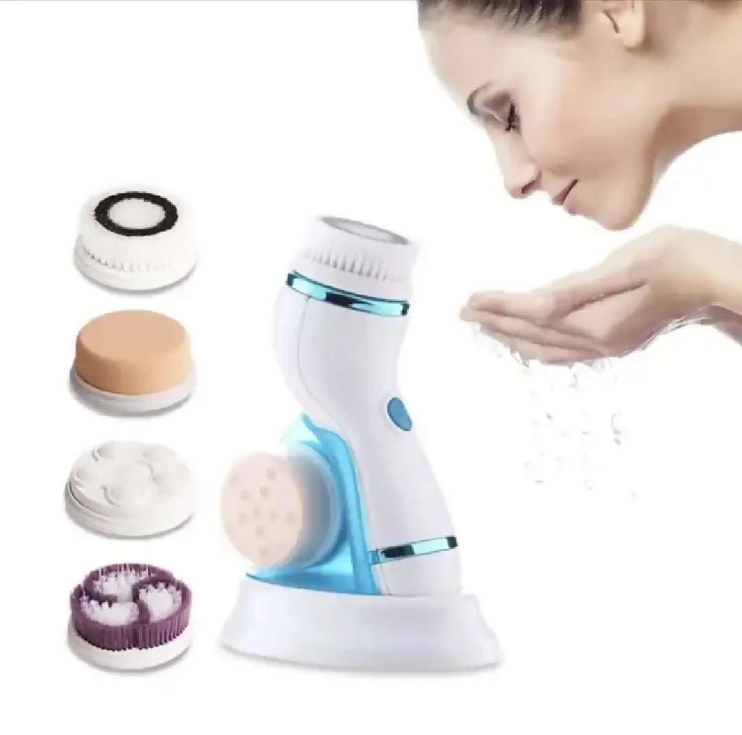 Cnaier 4 in 1 Electric Cleanser Facial Cleansing Brush Massager Face Brush Set Electric Rotating Face Scrubber for Deep Cleaning Exfoliating Blackhead Removing
