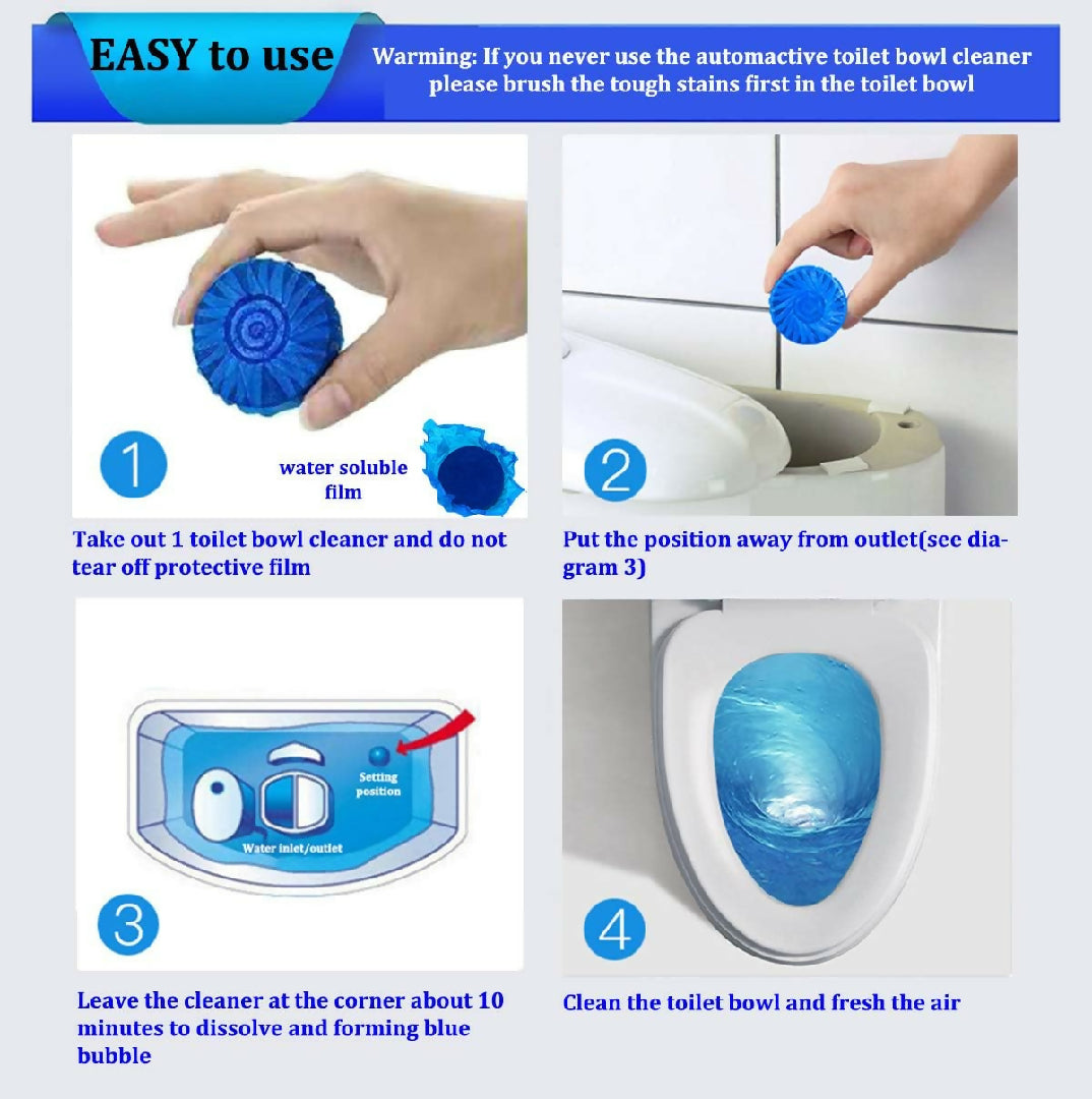 Eco Friendly Toilet Bowl Cleaner Deodorizer Tablets 10pcs Automatic Tank Flush Blue Cleaning Tablets for Fresh Hygienic Toilets