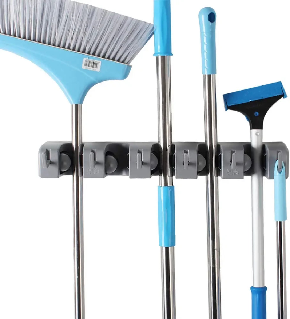 5 in 1 Broom and Mop Holder Wall Mounted Mop Rack Cleaning Tool Hook Wall Hook
