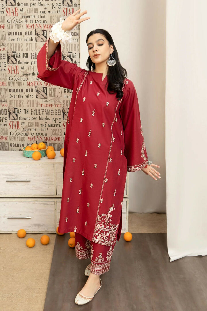 3PC LAWN EMBROIDERED SHIRT WITH MANAAR PRINTED DUPATTA AND EMBROIDERED TROUSER - HZG1595