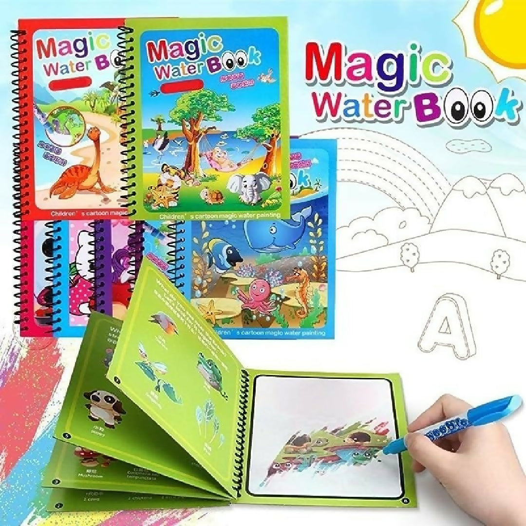 Magic Water Coloring Book for Kids - Reusable Drawing and Painting Fun Random Colors and Designs