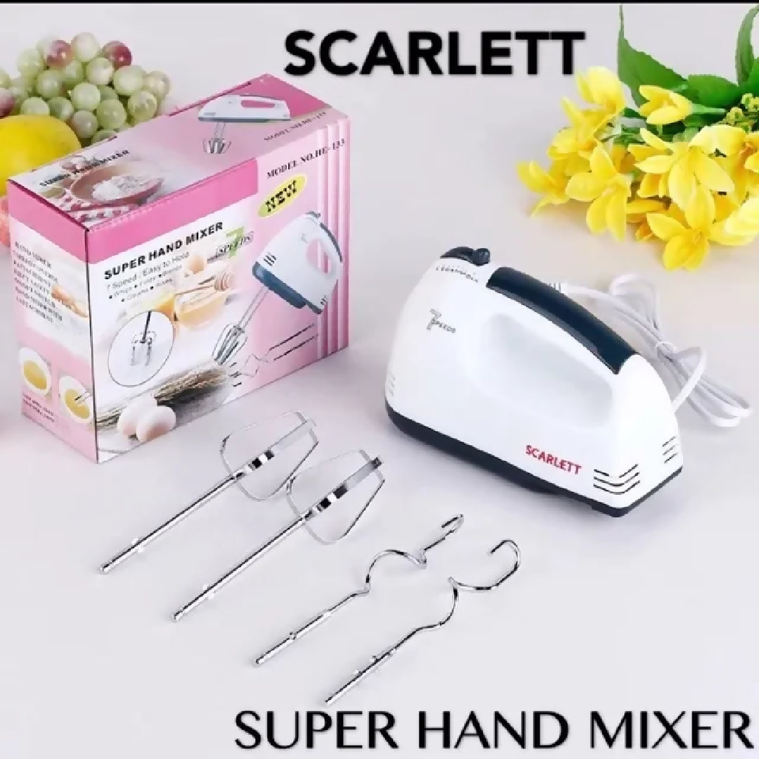 Scarlett 7 Speed Electric Hand Mixer Egg Beater 180W High Power Blender for Baking