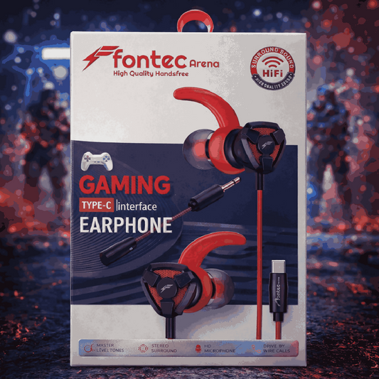 Fontec Arena Type C Gaming Earphones with Detachable Mic HiFi Stereo Surround Wired Handsfree for Type C Devices Random Color