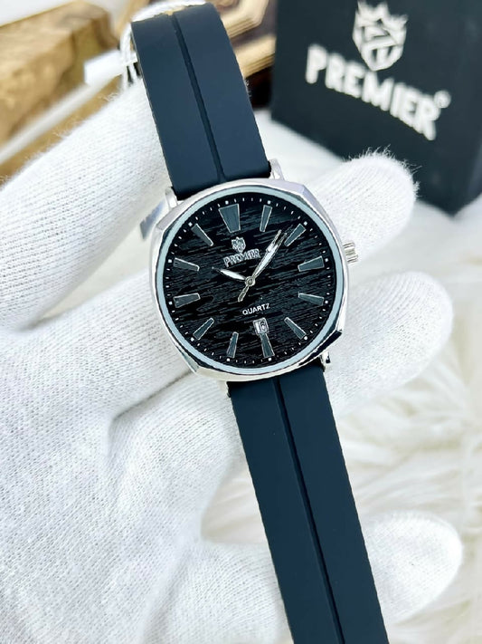Premier Classic Texture Dial Silicone Strap Watch