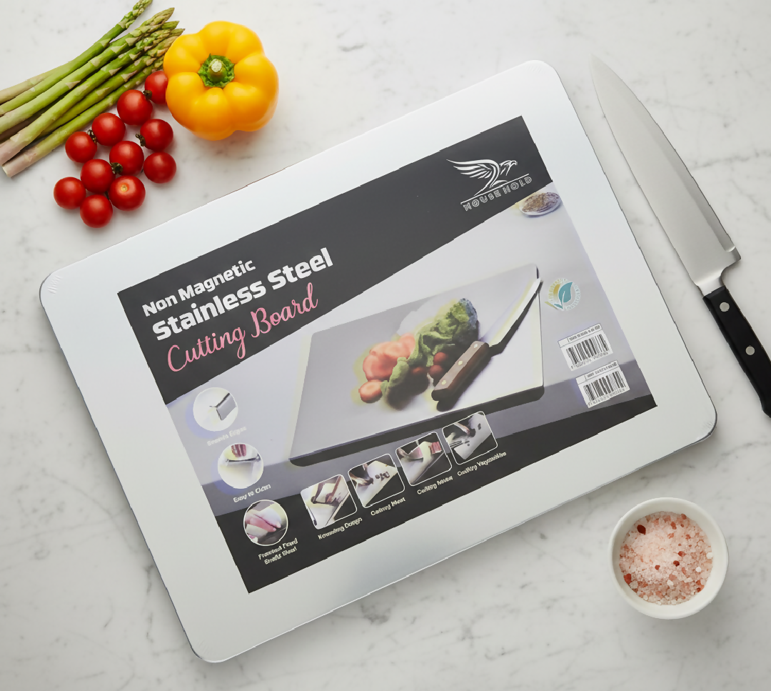 Marble Cutting Board Slab with Pure Stainless Steel Fitting