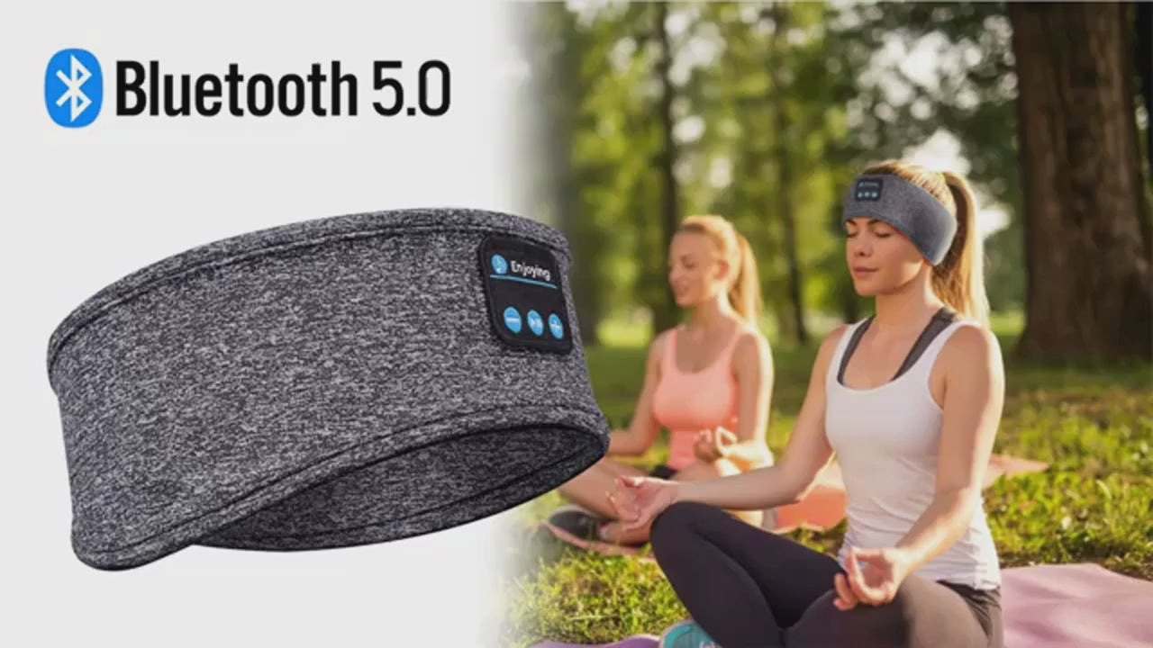 2 in 1 Sports Sleep Bluetooth Headband Wireless Music Headphones with Built in Mic Elastic Eye Mask for Workout Travel Relaxation