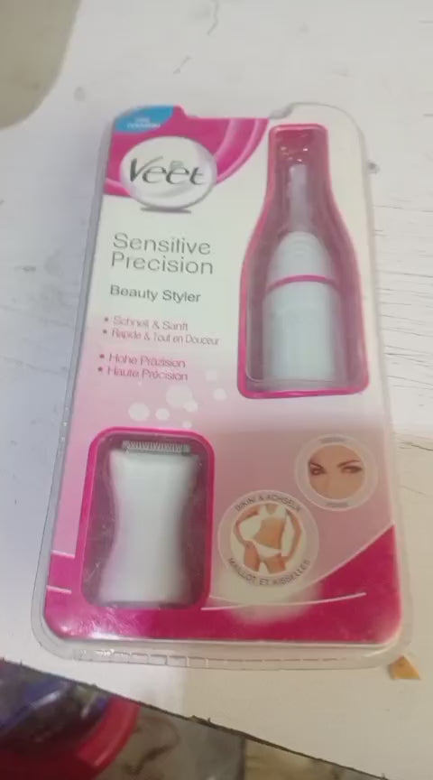 Veet Sensitive Precision Electric Beauty Styler - Trimmer - Waterproof Grooming Kit for Face Eyebrows Underarms and Bikini Line with Interchangeable Heads and Styling Combs