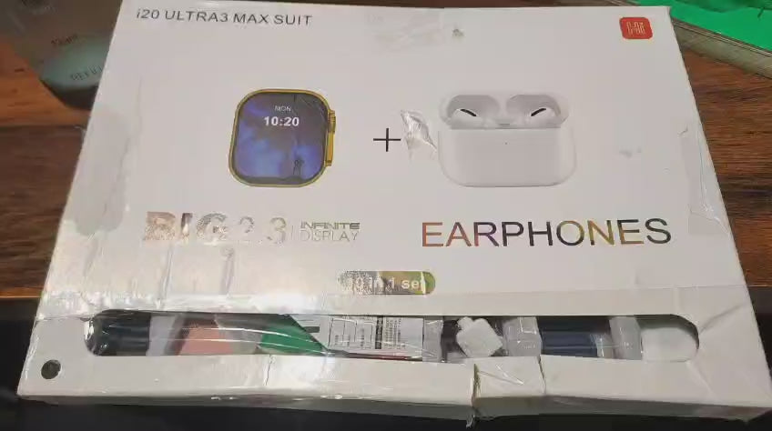 I20 Ultra Max Suit 10 In 1 Smart Watch With Airpods Comfortable Wear Stylish Design For Daily Use And Fashion Needs Black
