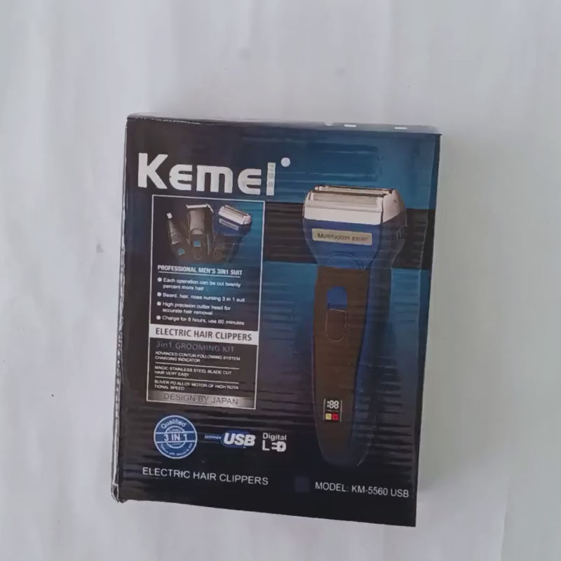 Kemei  USB Electric Hair Clipper | Model KM-5560 |  Rechargeable Hair Trimmer with Nose Trimmer Attachment | Professional Grooming Kit
