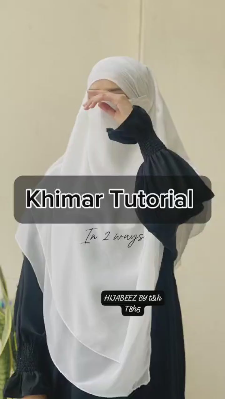 3 Layer Khimar Hijab Set with Niqab – Imported Chiffon 2 Piece Set Free Size Black