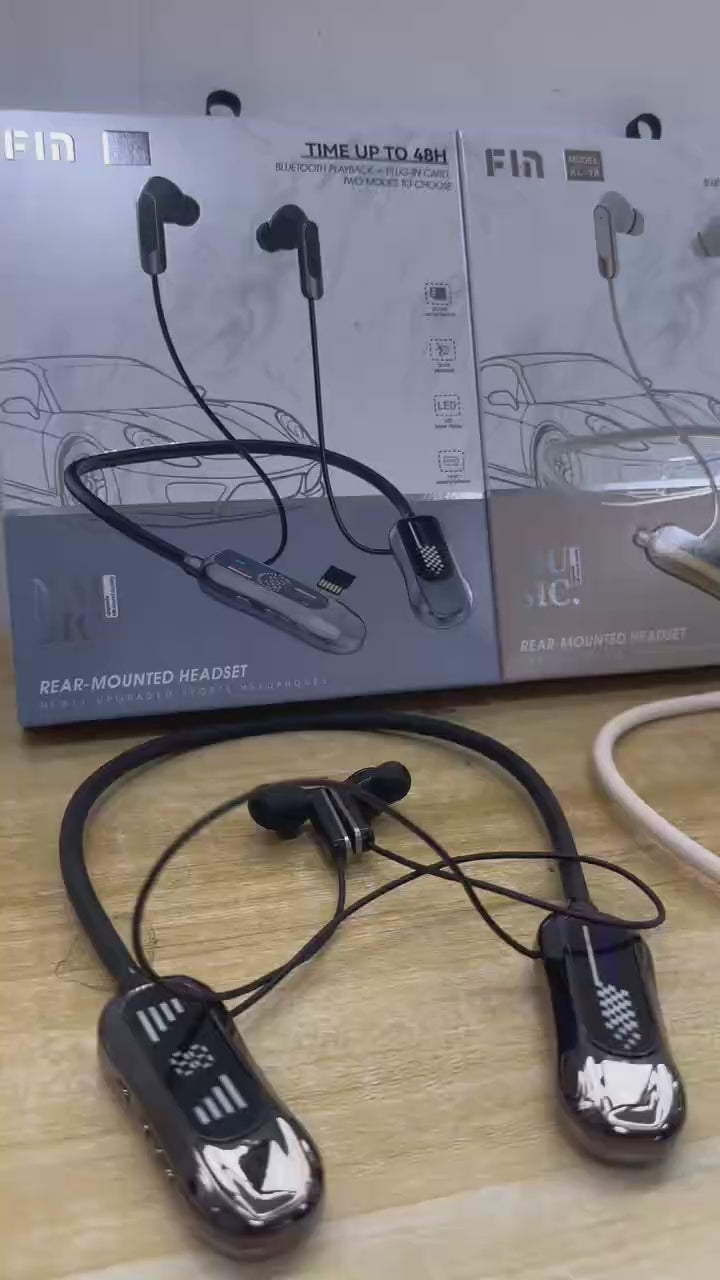Fin KL-98 Wireless Neckband Bluetooth Headphones with Digital LED Display