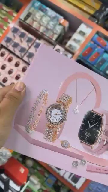 A58 Plus 6 in 1 Smartwatch For Women Best Quality Smart Watch For Girls Perfect For Gift Pink