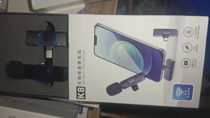 K8 Wireless Collar Microphone Type C Android Supported Noise Reduction Vlogging YouTube Podcast Mic