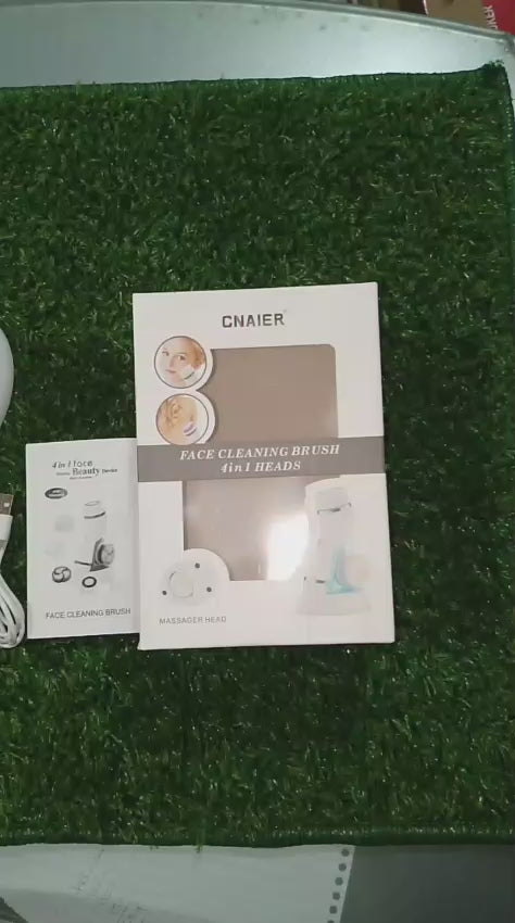 Cnaier 4 in 1 Electric Cleanser Facial Cleansing Brush Massager Face Brush Set Electric Rotating Face Scrubber for Deep Cleaning Exfoliating Blackhead Removing