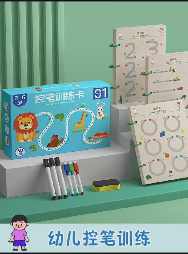 A4-Kids-Educational-Learning-Tracing-Book-64-Pages-Dot-to-Dot-Activity-Workbook-with-2-Markers-Duster-Big-Size