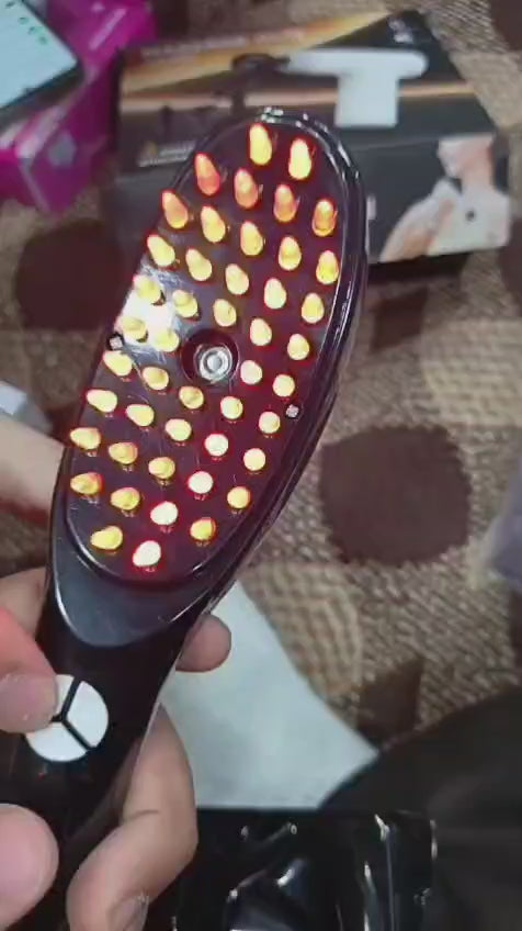 Rechargeable Electric Hair Growth Comb with Steam Spray & Red-Blue LED Therapy – Scalp Massage Anti Hair Fall Brush