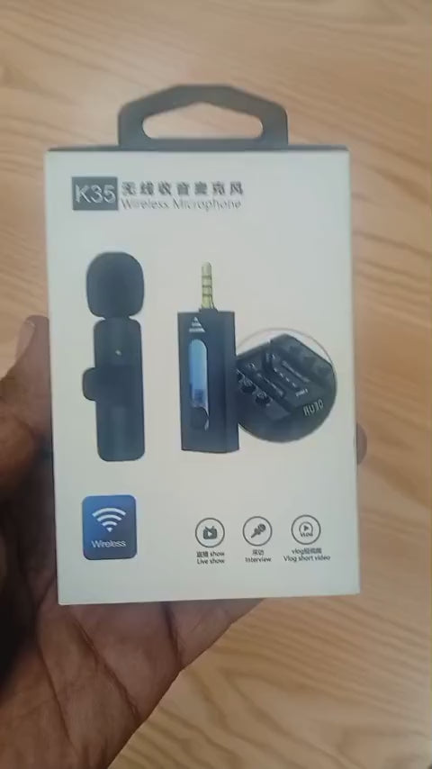 K35 Wireless Single Microphone High Quality 24GHz Lapel Mic Set with 35mm Receiver for Mobile Phones Cameras Speakers Vlogging Double Mic