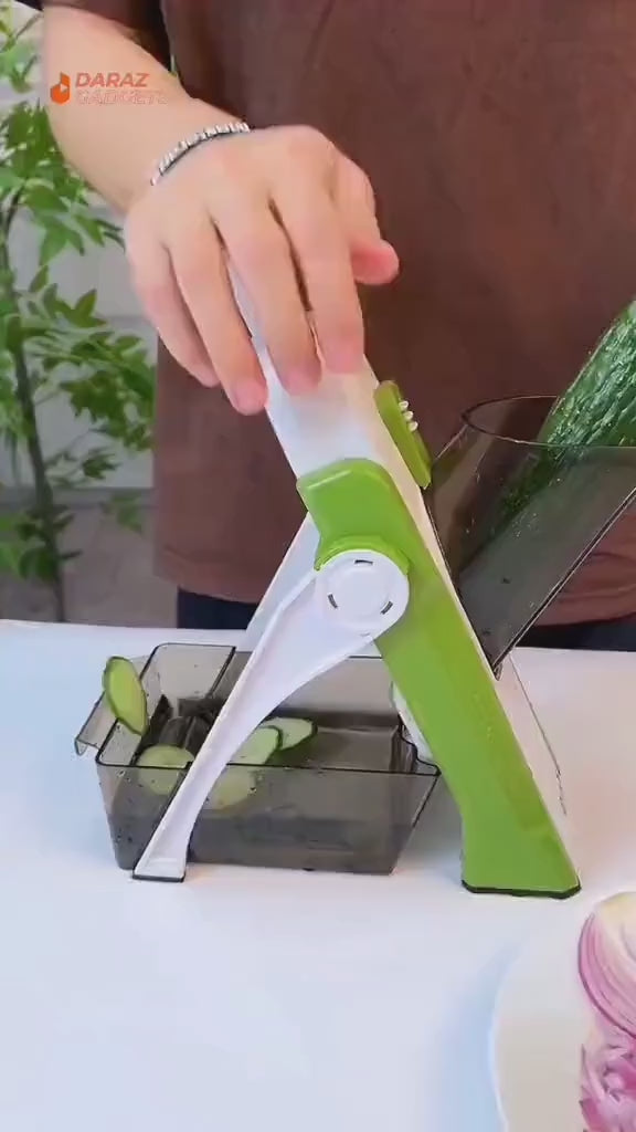 4 In 1 Vegetable Cutter Chopper Adjustable Multi-function Cutter Vertical Vegetable Cutter Kitchen Shredder Grater Artifact - Random Color