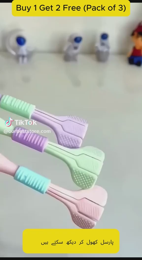 3 PCS Triple Sided Toothbrush Triple Head Wrap Household Soft Bristles Cleaning Daily Sensory Toothbrush