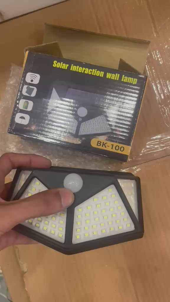 100 LED Solar Power Sensor Wall Light IP65 Waterproof Outdoor Security Motion Sensor Lamp with 3 Lighting Modes