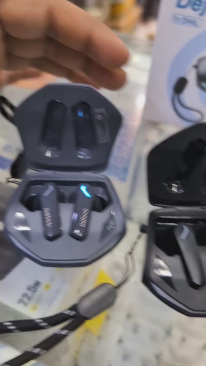 Deffanic by DHIL Wireless Gaming Earbuds Low Latency Bluetooth with RGB LED Charging Case And Lanyard
