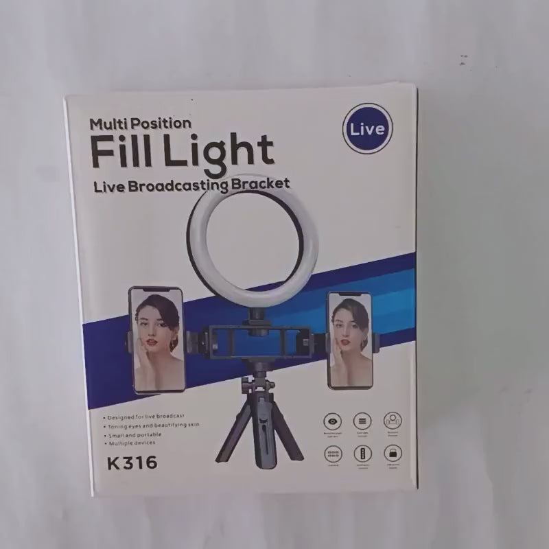 6-Inch Multi-Position Fill Light Selfie Ring Light with Tripod Stand Phone Holder 3 Color Modes USB Powered Multicolor