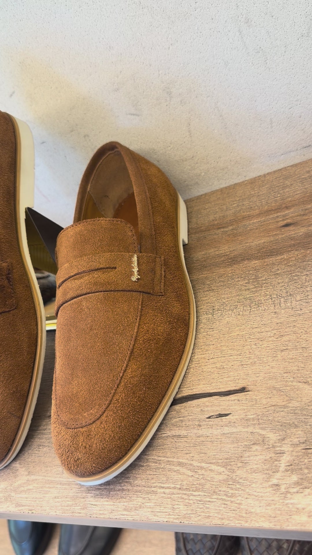 1714 MSTD Premium Rich Mustard Tone Minimal Silhouette Suede Dress Shoes