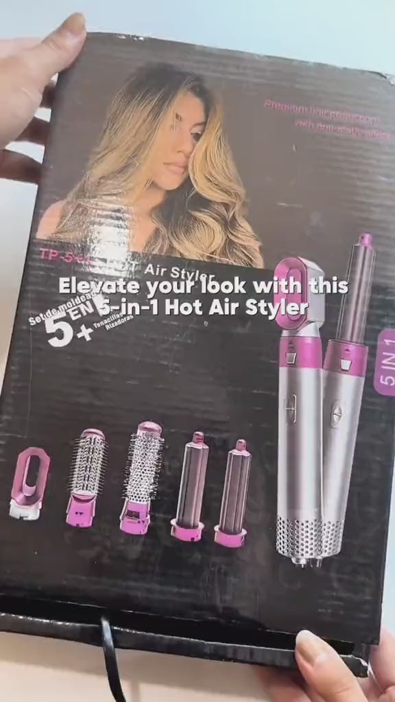 5 in 1 Electric Hair Dryer Brush - Blow Dryer Hair Comb Curling Wand Detachable Brush Kit Negative Ion Straightener Hair Curler - Random Color