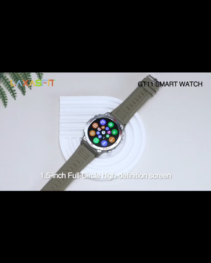 GT11 Round Dial Rugged Smart Watch with Bluetooth Calling – Sports Fitness And Torch