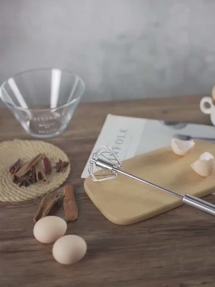 Hand Pressure Semi-Automatic Egg Beater Kitchen Accessories Tools Self Turning Cream Utensils Whisk Manual Mixer - 40 by 7-5 cm