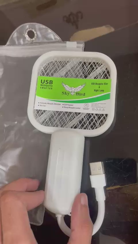 USB Rechargeable Mosquito Killer Racket - Portable Repellent with UV Light
