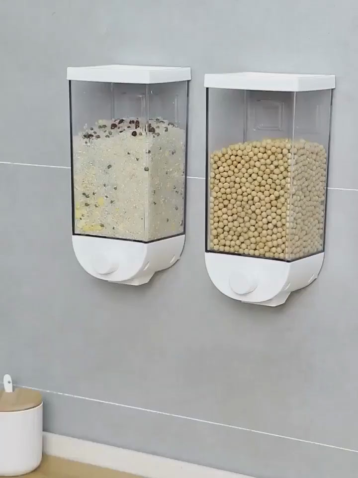 1Pc 1500ml Self-Adhesive Grain Dispenser - Wall Mounted Rice - Grain Storage Box - Kitchen Food Organizer Container - Dry Fruit Dispenser