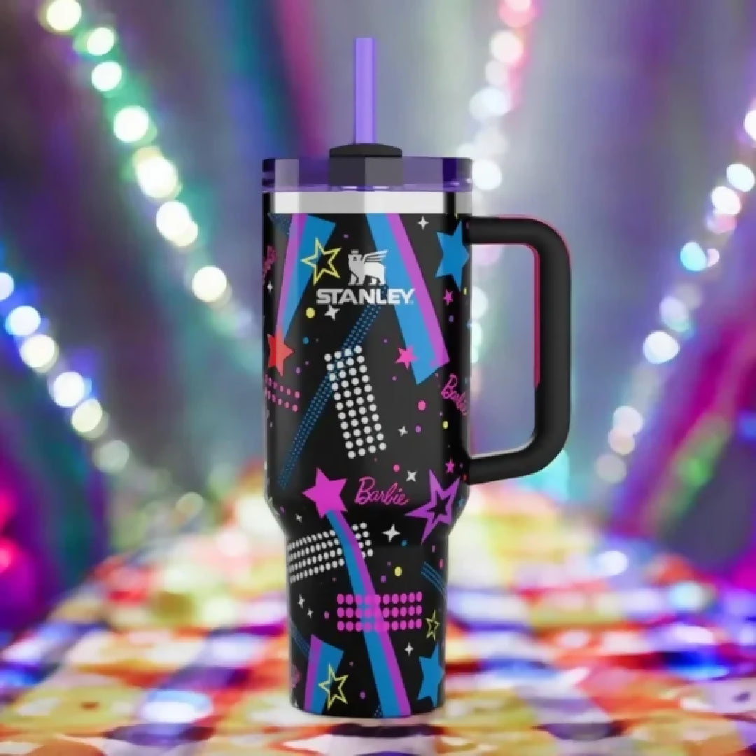 Black Stylish Stanley Barbie Tumbler H2-0 Tumbler 1-18L Limited Edition Double Wall Vacuum Insulated