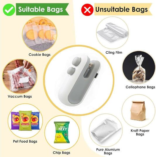 Mini Rechargeable Sealer Food Heat Bag Sealing Machine Package Sealing Bags Heat Plastic Food Bag Closing Portable Sealer