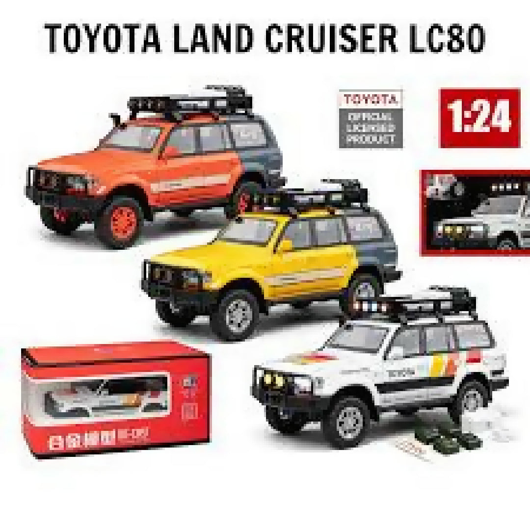 Toyota Land Cruiser LC80 Model Car Sports Car Alloy Metal Pull Back Car Diecast Metal Pullback Toy Car with Openable Doors and Light Music Toys for Kids Random Color