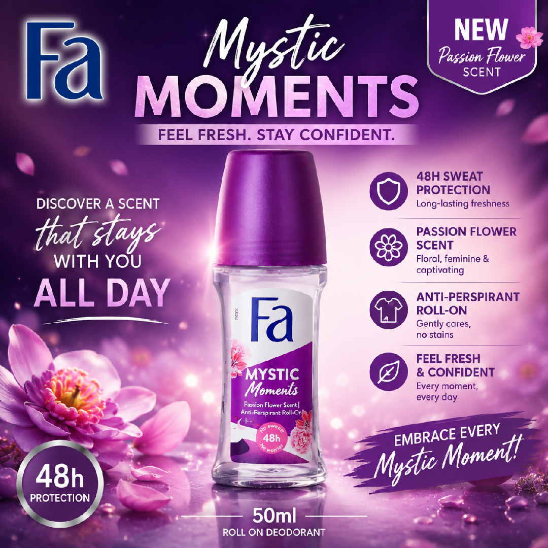 Roll On Deodorant Pack Of 3 50ml Each Fista White Pearls Fa Aqua Fa Mystic Moments 48H Protection